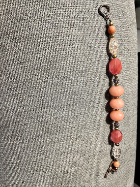 Barse Beaded Bracelet in Pink & Clear